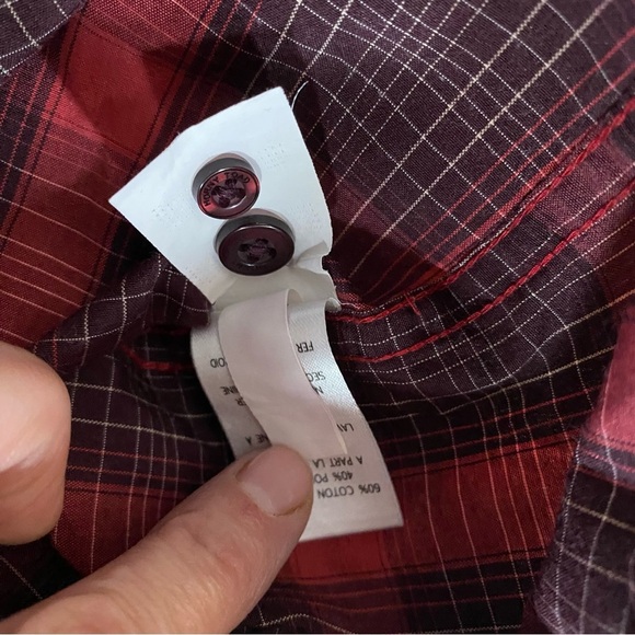 Toad & Co Horny Toad Organic Cotton M Red Plaid Long Sleeve Button Up Shirt - Picture 6 of 10